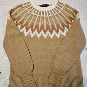 French Connection Beige and Cream Crewneck Sweater